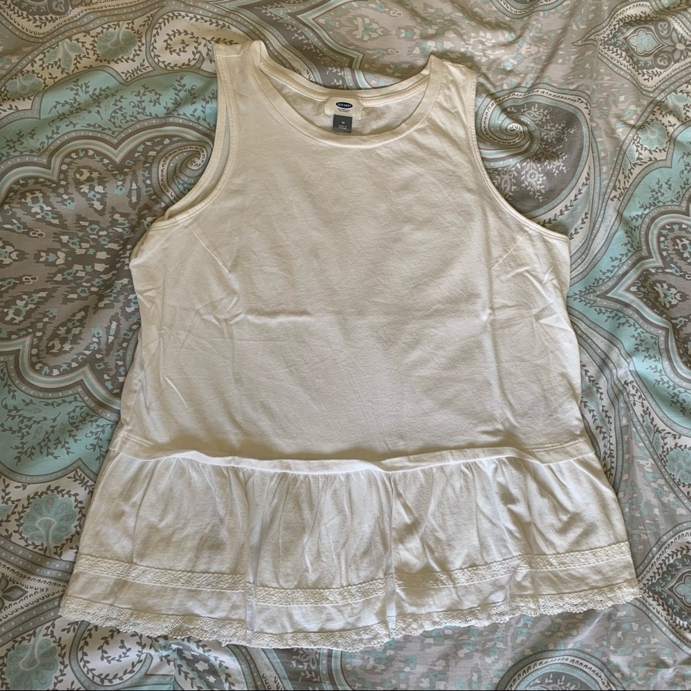 White ruffle top